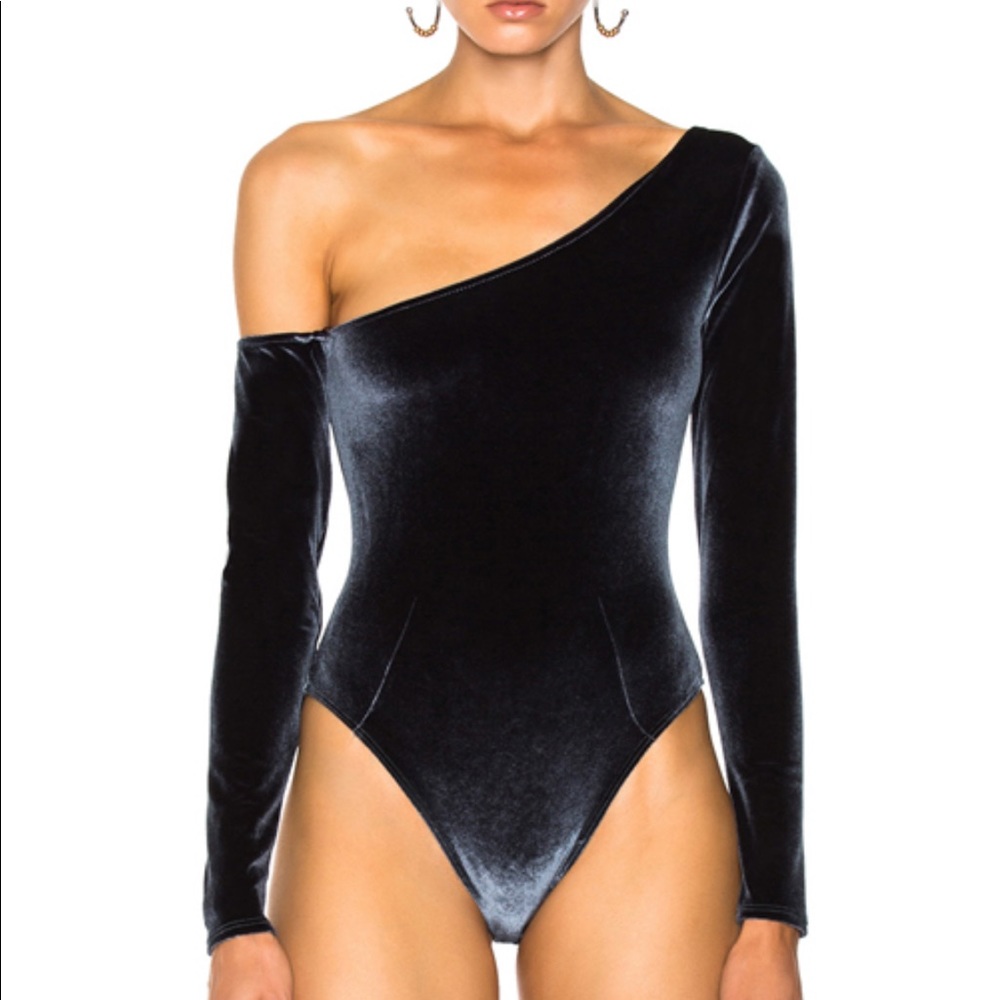 dark blue velvet fleur du mal long sleeve bodysuit